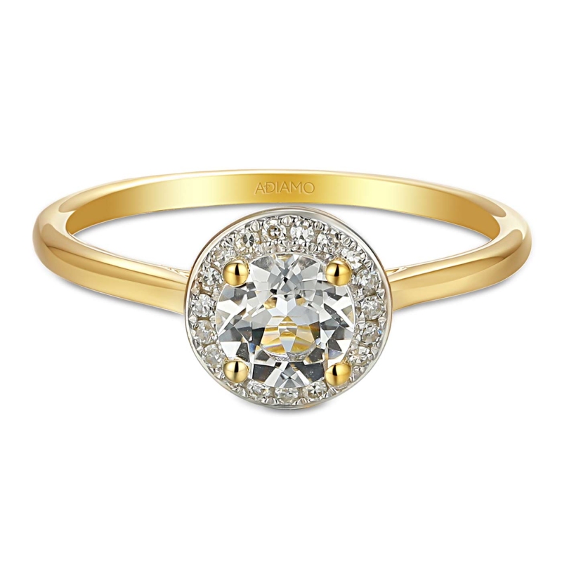 Pierścionek z białym topazem i diamentami (R62900 Y M WT): 14 - zdjęcie: 2