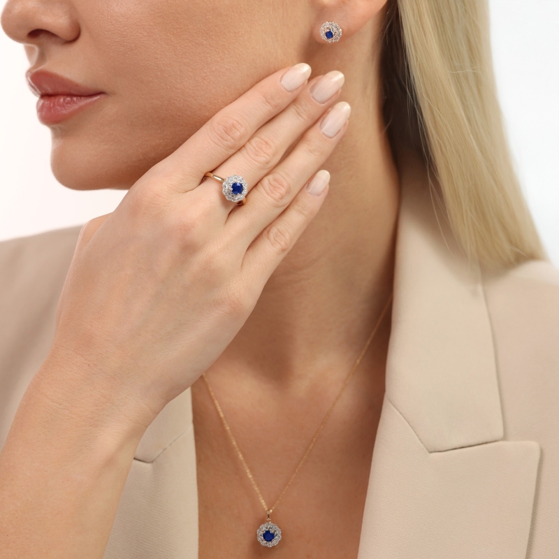 Kolczyki z szafirami i diamentami (E94939 Y S SA) - zdjęcie: 3