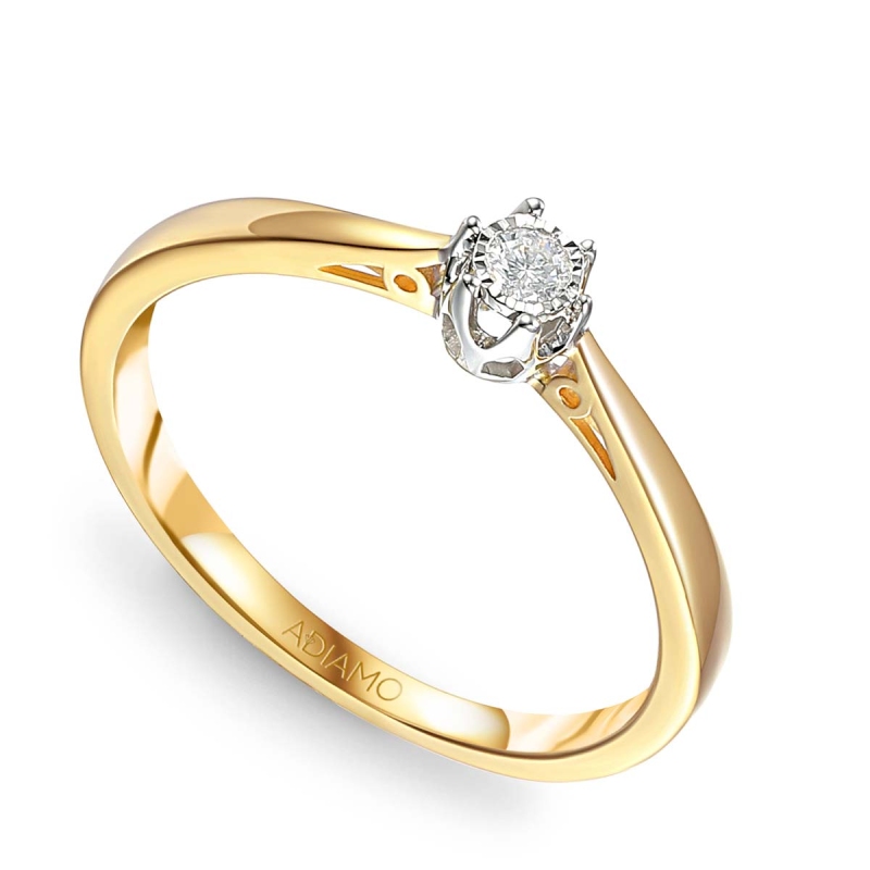 Pierścionek z diamentem (R88312 YW 0,06ct): 8 - zdjęcie: 1