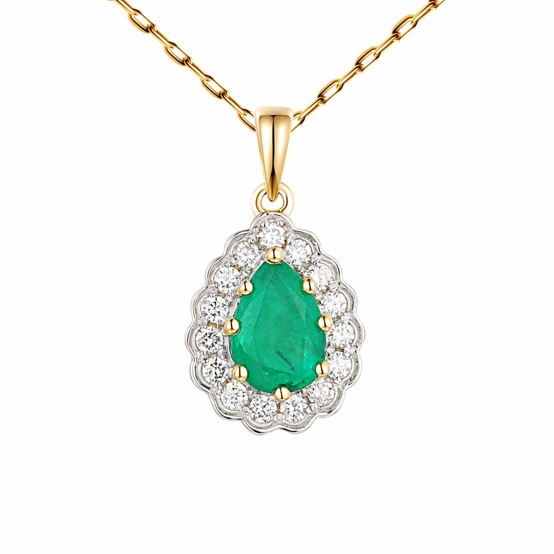 Zawieszka ze szmaragdem i diamentami (P82052 Y EM) - zdjęcie: 1