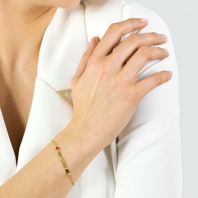 Bransoletka złota z blaszką i serduszkiem - zdjęcie: 2