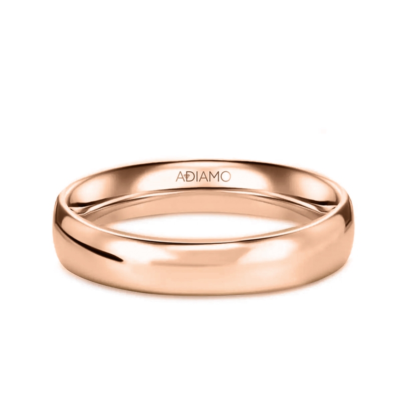 Obrączka ślubna, różowe złoto, półokrągła, męska, 4,5 mm (O-AD01 4,5M R M): 17 - zdjęcie: 1