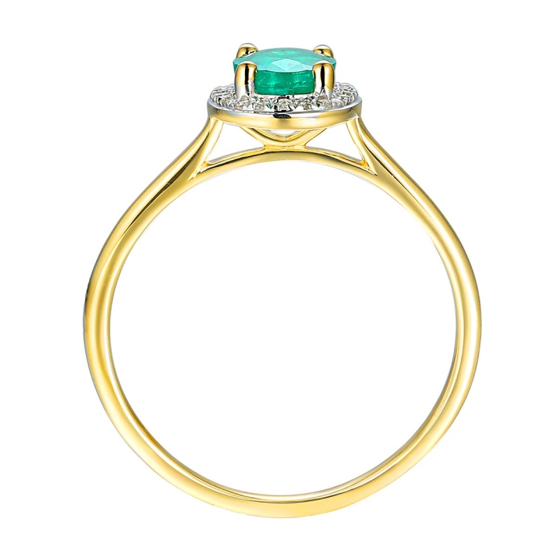 Pierścionek ze szmaragdem i diamentami (R62898 Y M EM): 8 - zdjęcie: 2