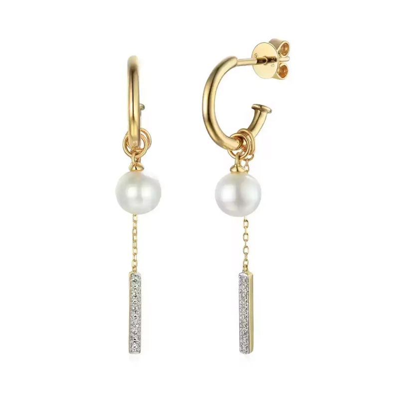 Kolczyki z perłami i diamentami (E81513 Y S) - zdjęcie: 1