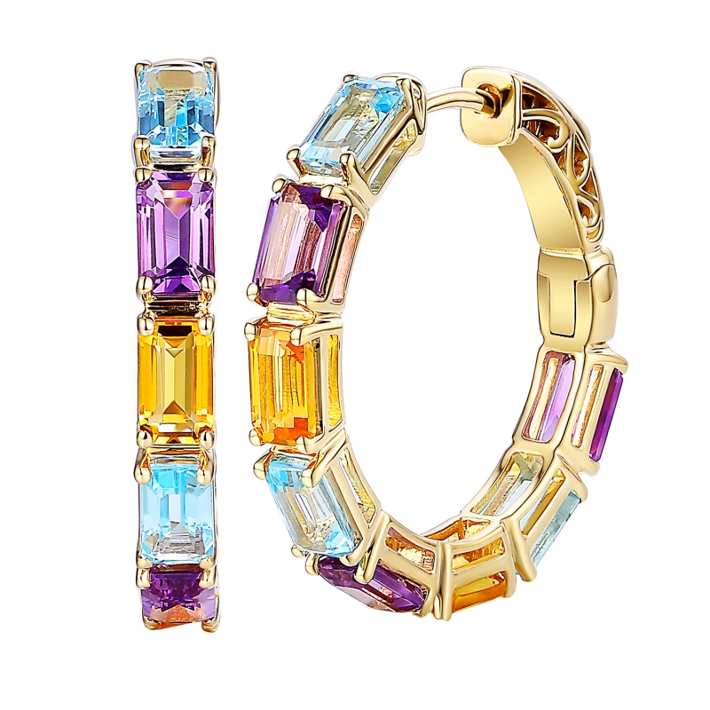 Kolczyki z kolorowymi kamieniami (E98893 Y A AM,BT,CT) - zdjęcie: 1