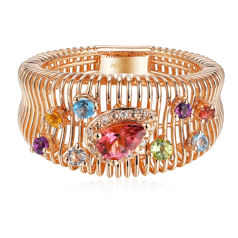 Pierścionek z kolorowymi kamieniami i diamentami (R98870 R AM,BT,CT,PTR,WT) : 18 - zdjęcie: 3