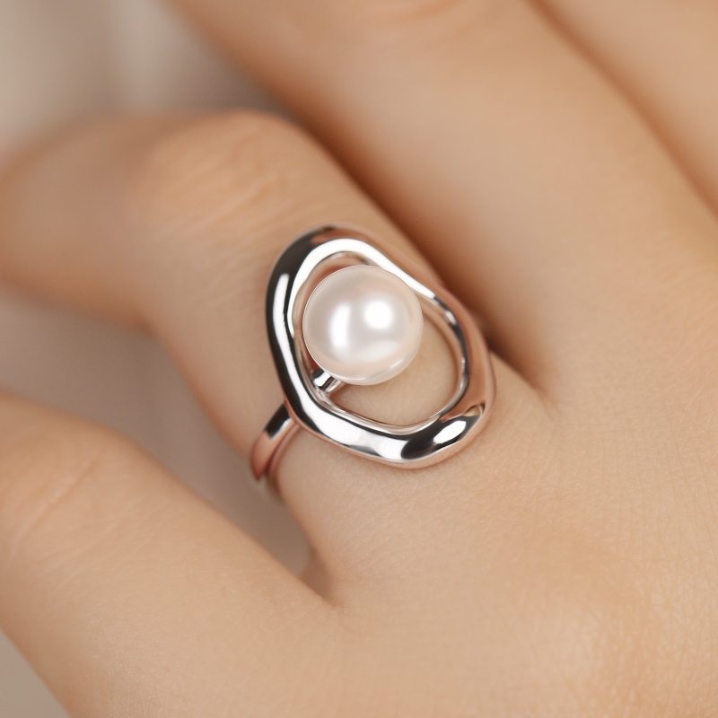 Pierścionek srebrny z perłą (R100869 W PL 925): 13 - zdjęcie: 5