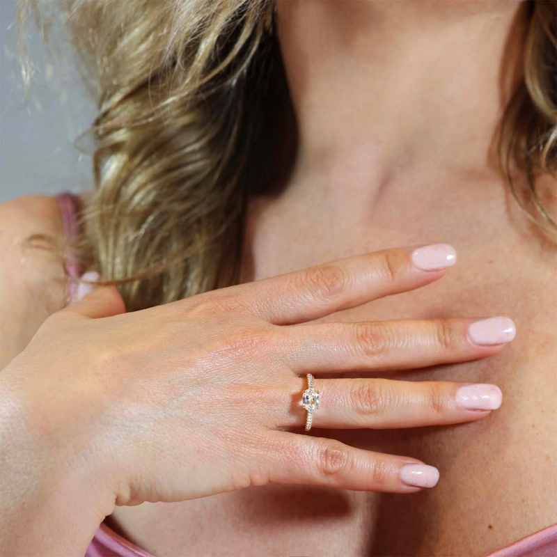 Pierścionek z białym topazem i diamentami (R86650 Y WT): 7 - zdjęcie: 2