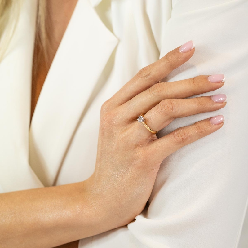 Pierścionek z diamentami (R58899 YW 0,14ct): 10 - zdjęcie: 2