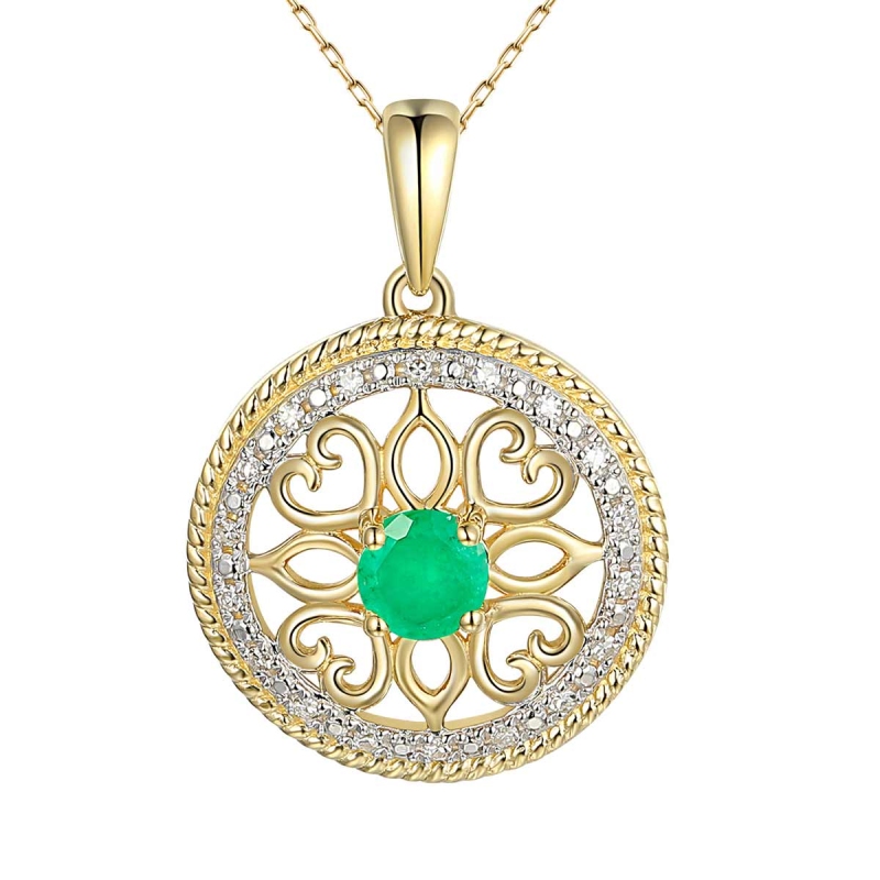 Zawieszka ze szmaragdem i diamentami (P86858 Y EM) - zdjęcie: 1