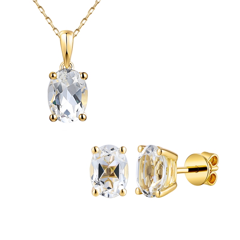 Komplet biżuterii z białymi topazami (E43062YWT+P43062YWT) - zdjęcie: 1