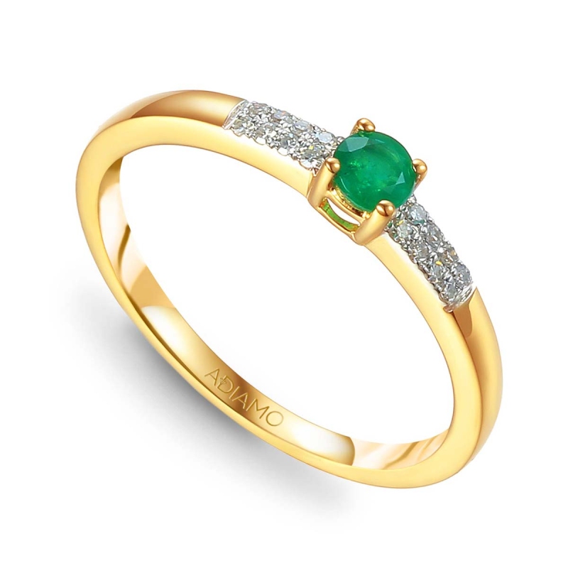 Pierścionek ze szmaragdem i diamentami (R30620 Y EM): 9 - zdjęcie: 1