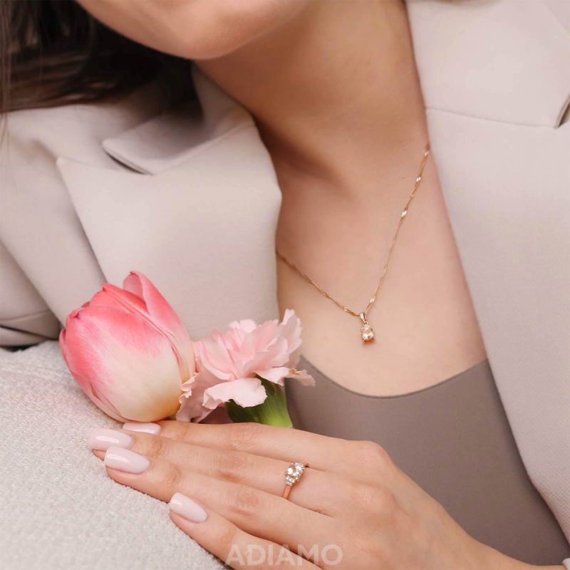 Zawieszka z morganitem i diamentami (P84146 R MR) - zdjęcie: 2