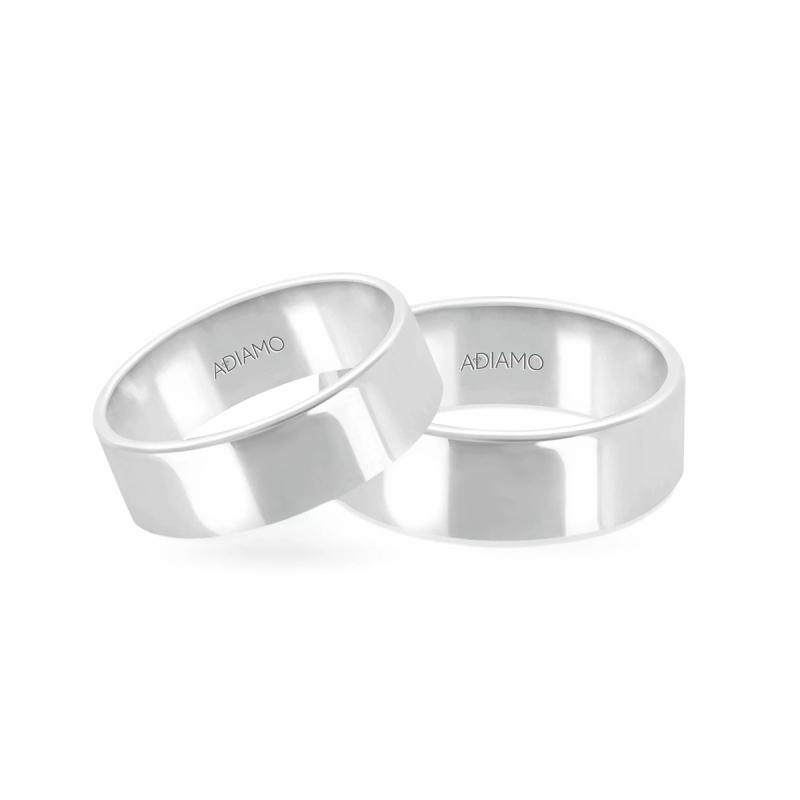 Obrączki ślubne, białe złoto, płaskie, 6mm: 8, 23 - zdjęcie: 1