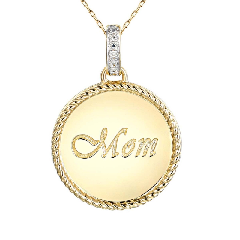 Zawieszka złota z diamentami mama (P84906 Y) - zdjęcie: 1