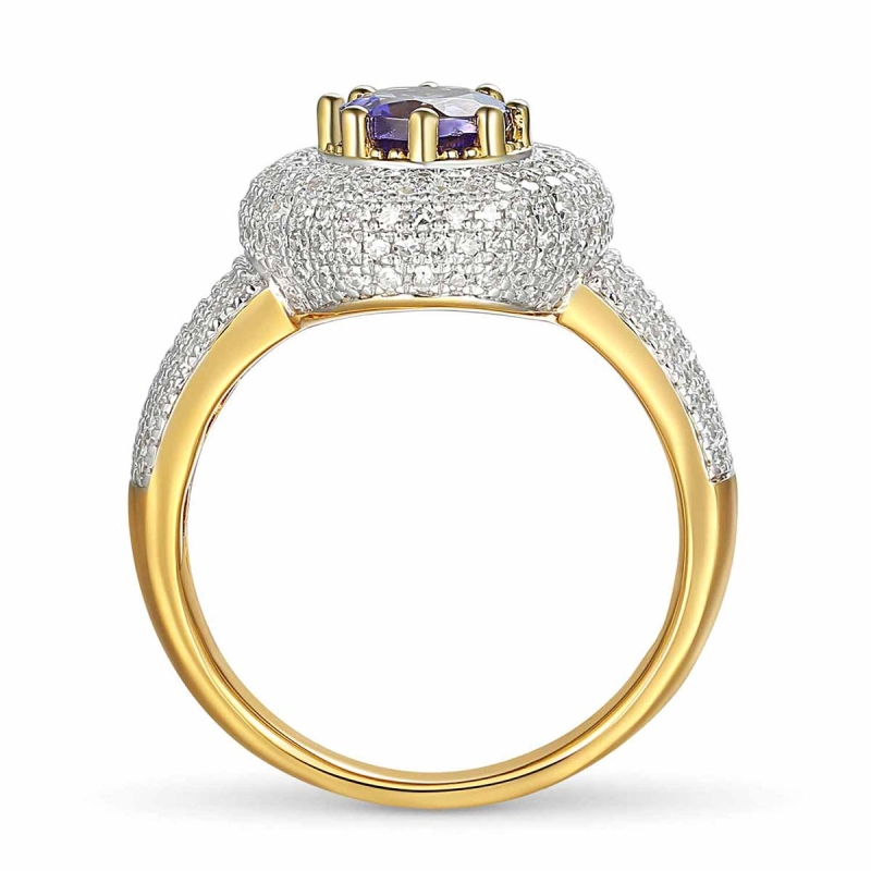 Pierścionek z tanzanitem i diamentami (R88490 Y T): 7 - zdjęcie: 4