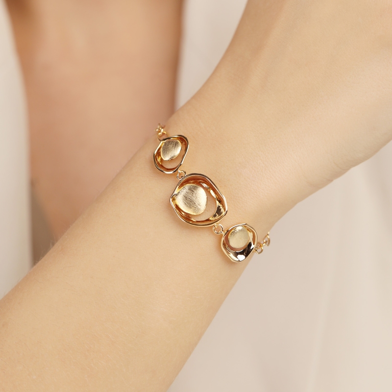 Bransoletka srebrna pozłacana (B10122 Y 925) - zdjęcie: 2