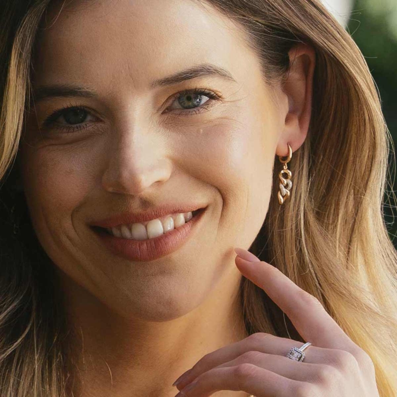 Kolczyki łańcuszkowe z diamentami (E92539 Y A) - zdjęcie: 2