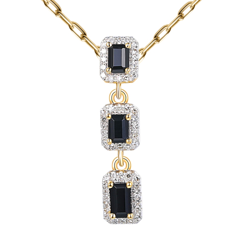 Zawieszka z czarnymi agatami i diamentami (P86092 Y D BAG) - zdjęcie: 1