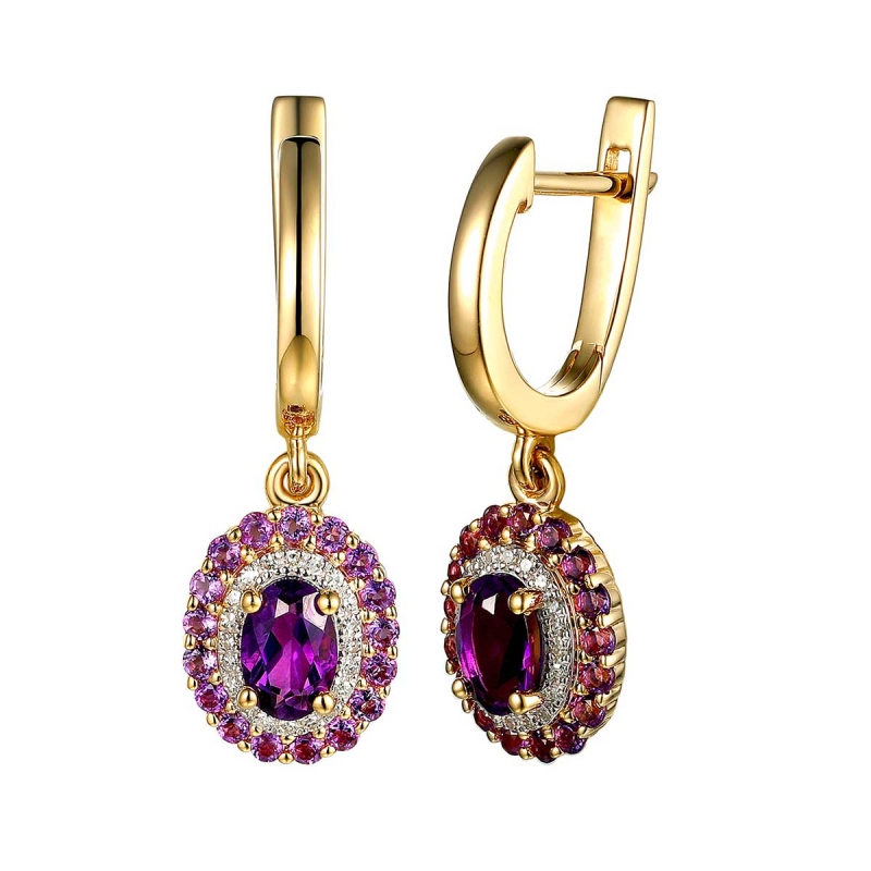 Kolczyki z ametystami i diamentami (E71860 Y A AM) - zdjęcie: 1