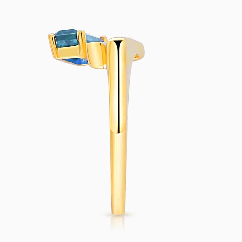 Pierścionek z london blue topazem i diamentami (R100381 Y LBT): 15 - zdjęcie: 3