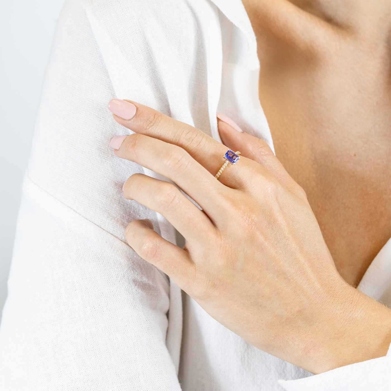 Pierścionek z tanzanitem i diamentami (R82483 Y T): 10 - zdjęcie: 2