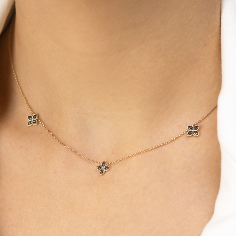 Naszyjnik z czarnymi diamentami (N12238 Y G BD) - zdjęcie: 2