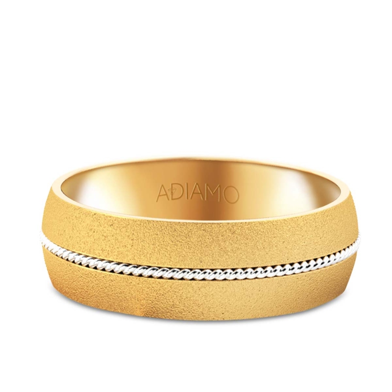 Obrączka ślubna męska dwukolorowe złoto 6mm (O-AD64 YW M): 17 - zdjęcie: 1