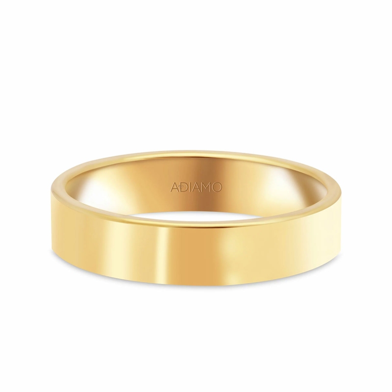 Obrączka ślubna, żółte złoto, płaska, męska, 5 mm: 17 - zdjęcie: 1