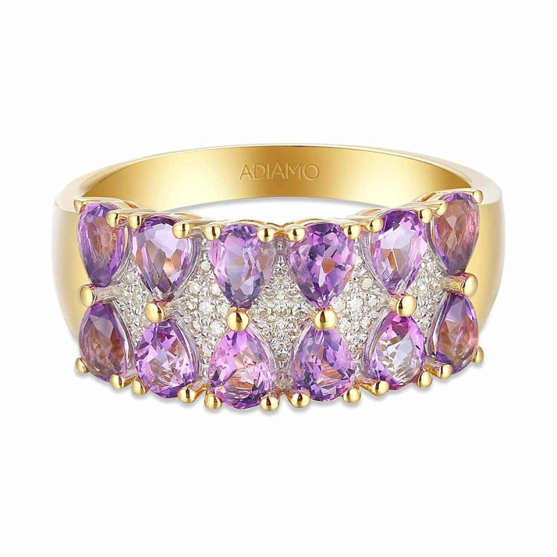 Pierścionek z ametystami i diamentami (R93895 Y AM): 10 - zdjęcie: 2