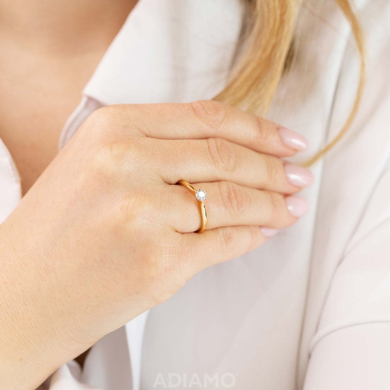 Pierścionek z diamentem, dwukolorowe złoto (R65754 YW 0,18ct): 8 - zdjęcie: 2