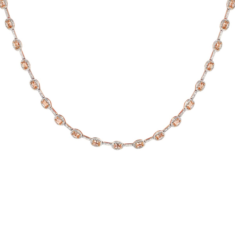 Naszyjnik z morganitami i diamentami (N09941 R MR) - zdjęcie: 1