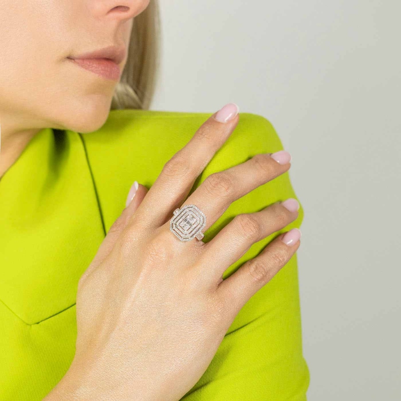 Pierścionek z diamentami (R84311 W): 10 - zdjęcie: 2