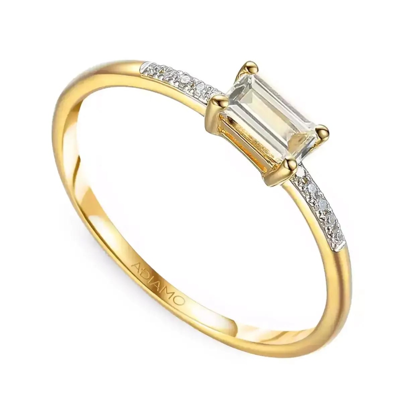 Pierścionek z białym topazem i diamentami (R78482 Y WT): 7 - zdjęcie: 1