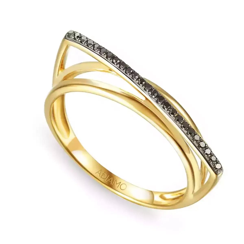 Pierścionek z czarnymi diamentami R67883 Y BD: 7 - zdjęcie: 1