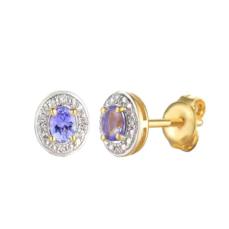 Kolczyki z tanzanitami i diamentami (E60389 Y S T) - zdjęcie: 1