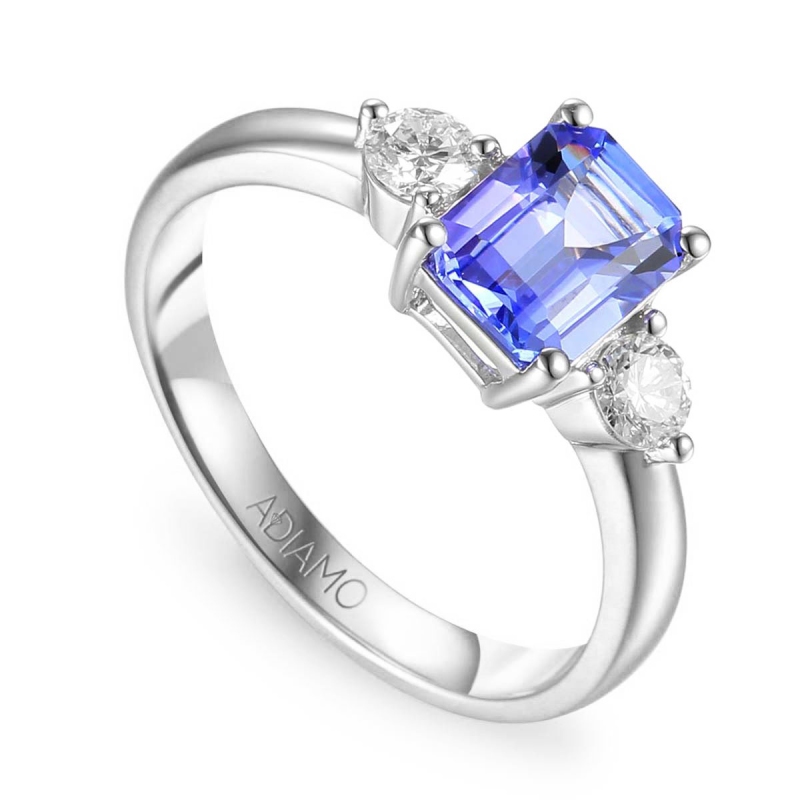 Pierścionek z tanzanitem i diamentami (R39446 W T): 10 - zdjęcie: 1