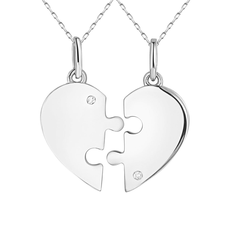 Zawieszka podwójna złota z diamentami serce (P84909 W) - zdjęcie: 1