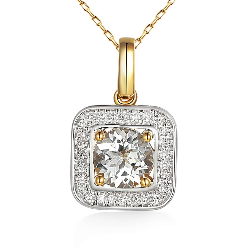 Zawieszka z białym topazem i diamentami (P88493 Y WT) - zdjęcie: 1