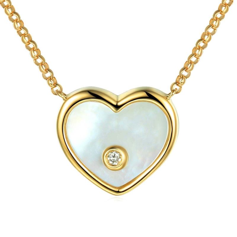 Komplet biżuterii z masa perłową i diamentami (Komplet E82415 N09547) - zdjęcie: 2