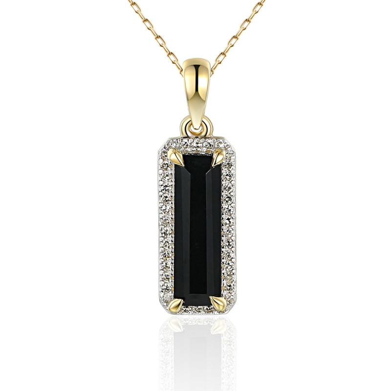 Zawieszka z czarnym agatem i diamentami (P82528 Y BAG) - zdjęcie: 1