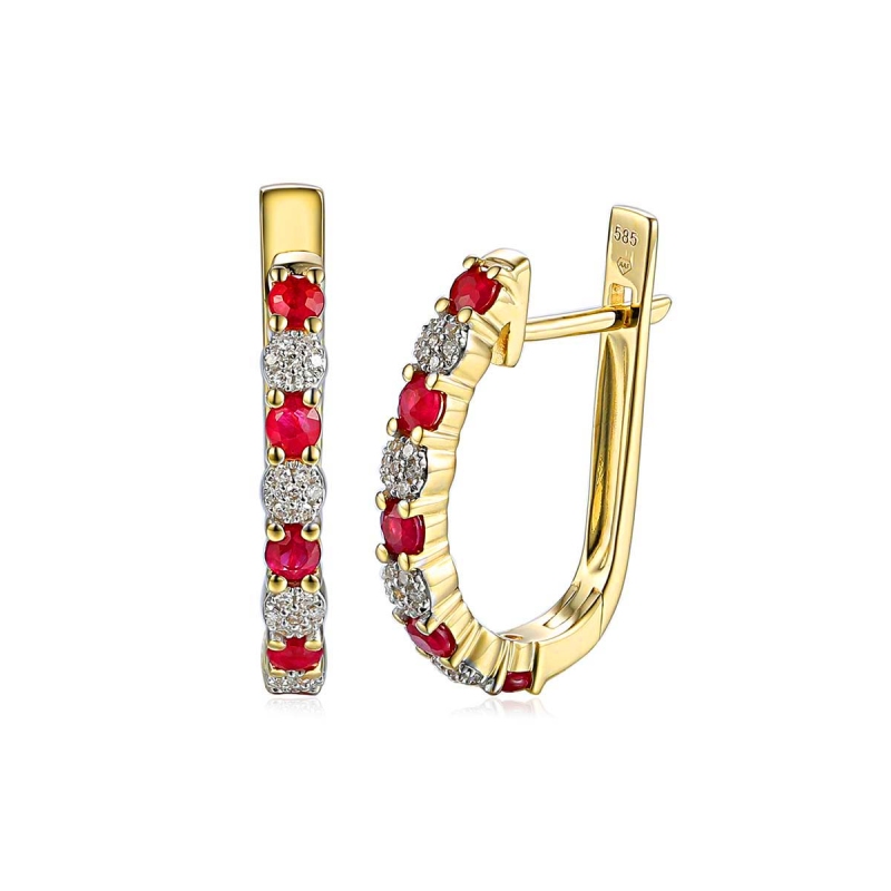 Kolczyki z rubinami i diamentami (E85272 Y A RU) - zdjęcie: 1