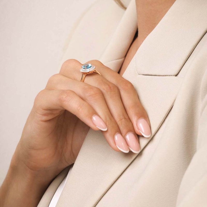 Pierścionek z niebieskim topazem i diamentami (R60405 Y BT): 10 - zdjęcie: 5