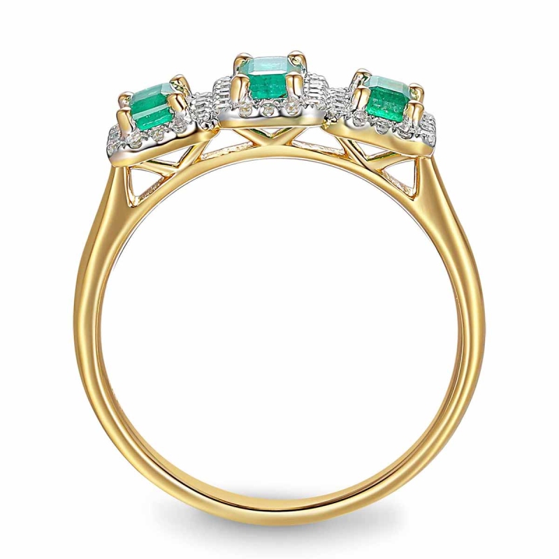 Pierścionek ze szmaragdami i diamentami (R86092 Y EM): 14 - zdjęcie: 3