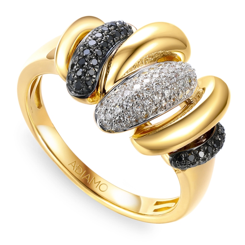 Pierścionek z czarnymi diamentami (R95431 Y BD) - zdjęcie: 1