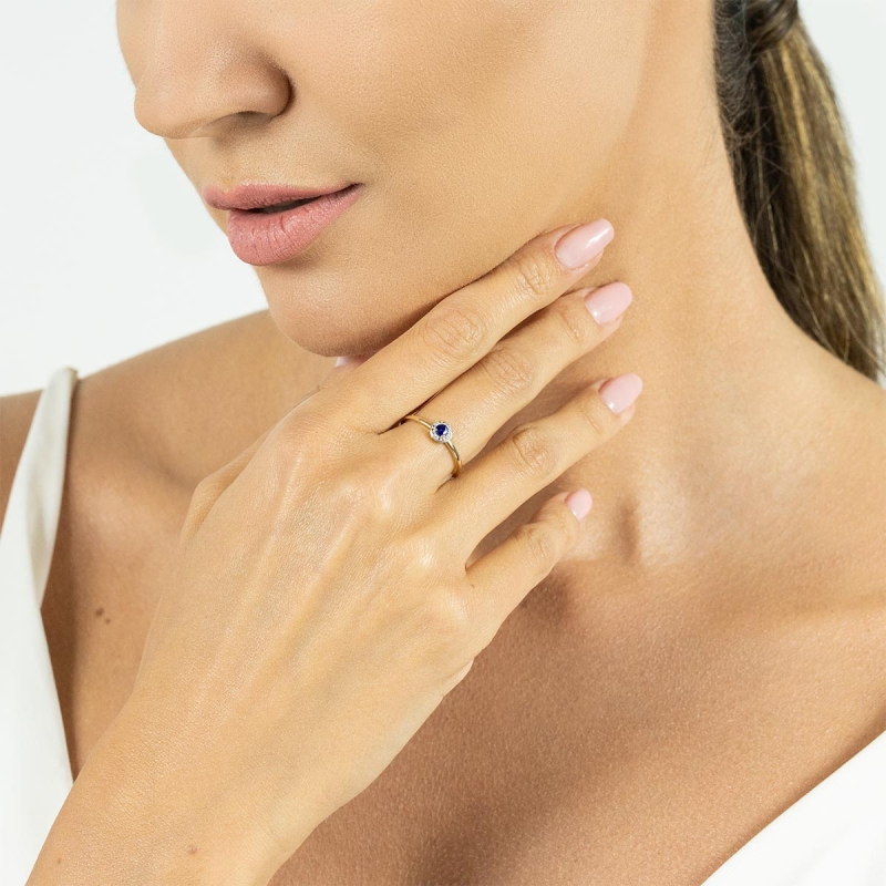 Pierścionek z szafirem i diamentami (R69341 Y SA): 12 - zdjęcie: 2