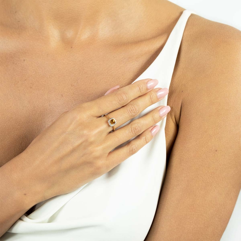 Pierścionek z cytrynem i diamentami (R62906 Y M CT): 7 - zdjęcie: 2