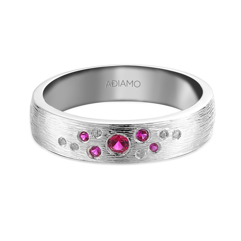 Obrączka z rubinami i diamentami, 4,7 mm (O-R99876 W RU): 8 - zdjęcie: 3
