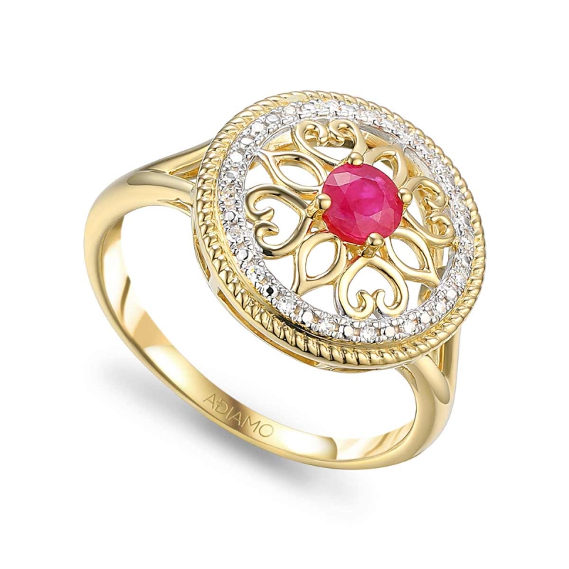 Pierścionek z rubinem i diamentami (R86858 Y RU): 7 - zdjęcie: 1