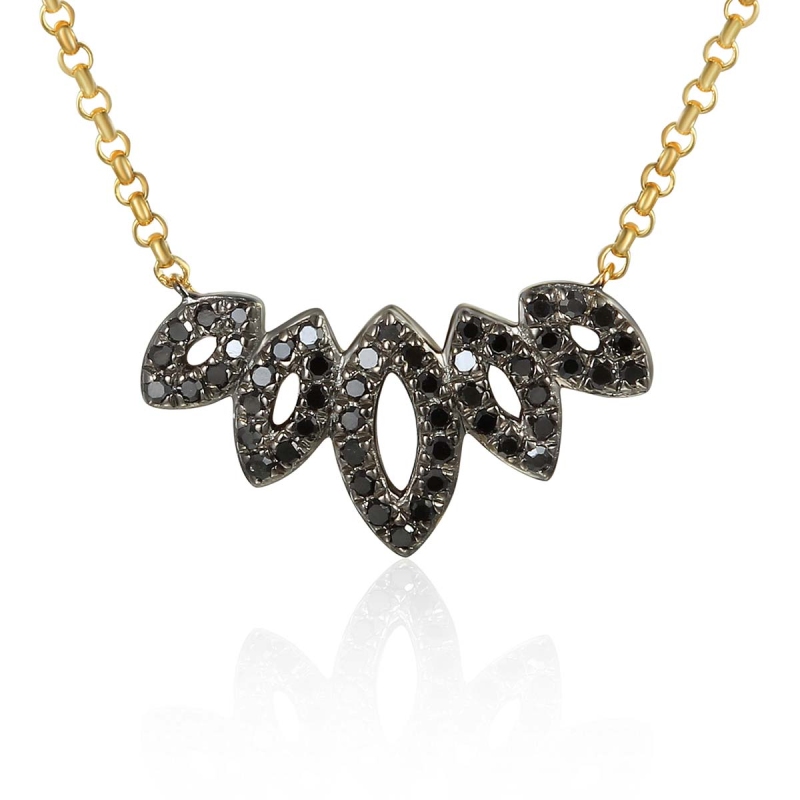 Naszyjnik z czarnymi diamentami (N08791 Y G BD) - zdjęcie: 1